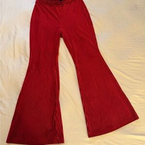 SHEIN Vibrant Red Ribbed Pants